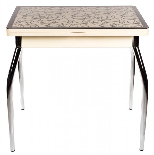 Стол Чинзано М-2 ст-2 молочный дуб / кремовый с узором венге / ножка 01