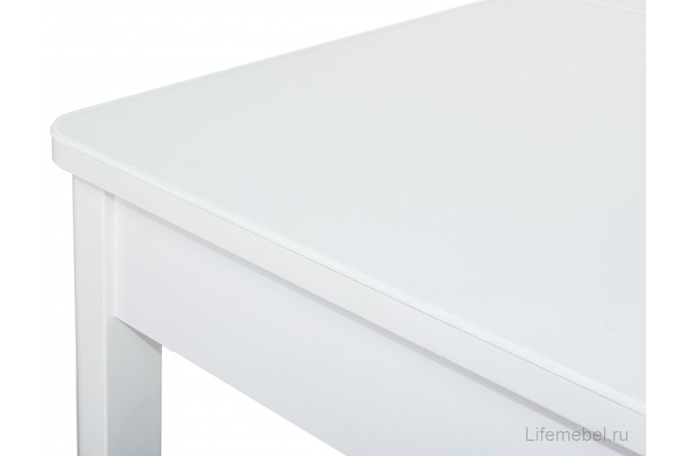 Стол Lionel-1 белый / белое стекло / вкладка стекло