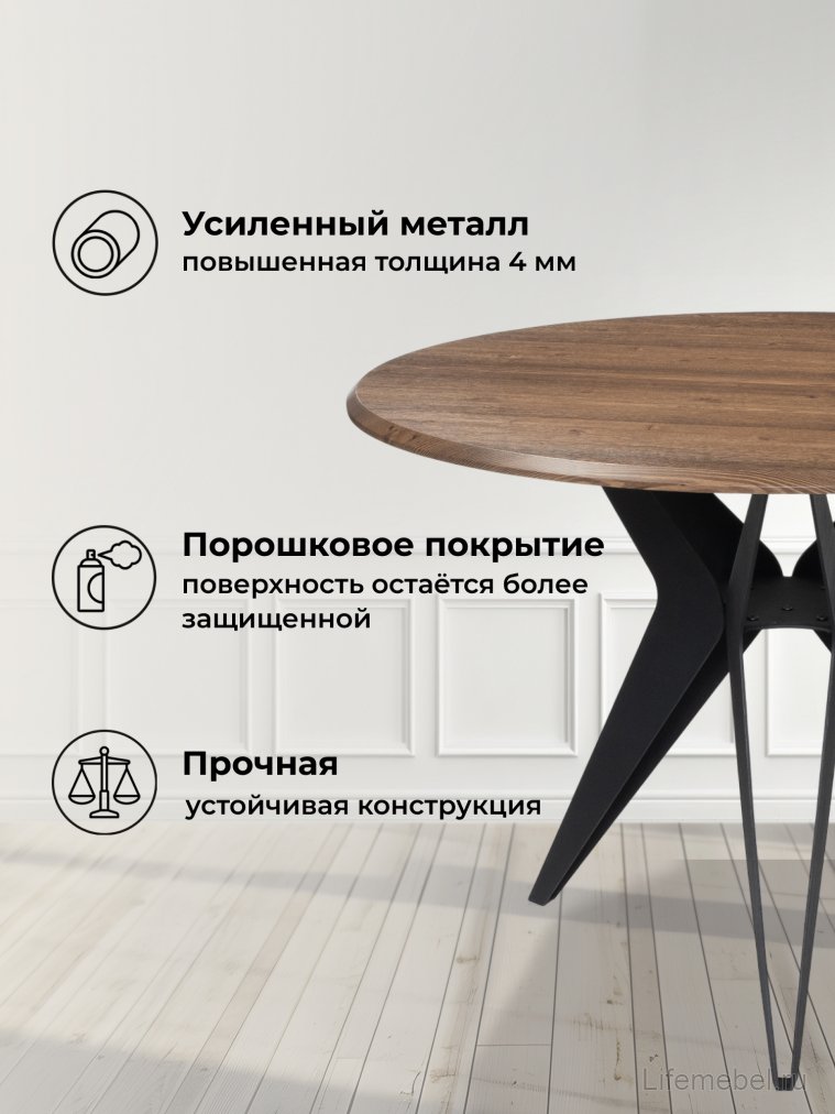 Деревянный стол Рикла 100х76 орех кантри / черный