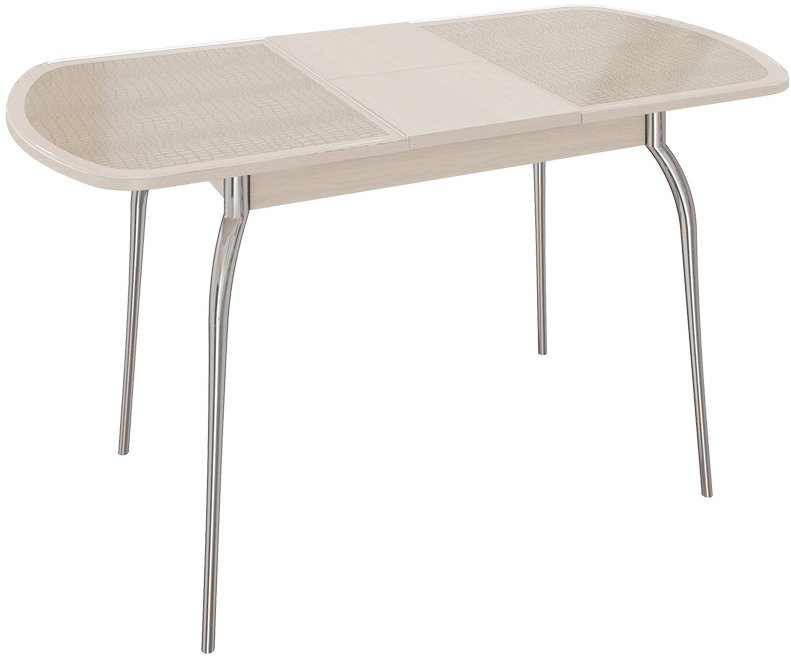 Стол Ницца СМ-217.01.1 дуб / бежевый / стекло с рисунком бежевое