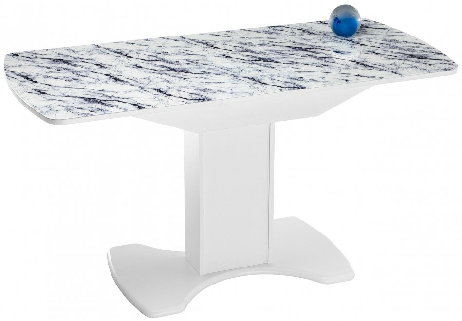 Стол на тумбе Ригель белый мрамор / белый