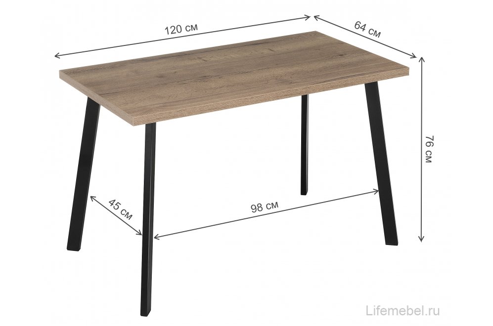 Стол Секстант дуб галифакс / черный матовый