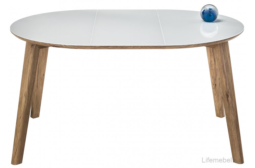 Стеклянный стол Семвэлл белый / дуб монтана