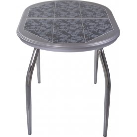Стол Шарди О серый / плитка 09 / ножка 01 хром