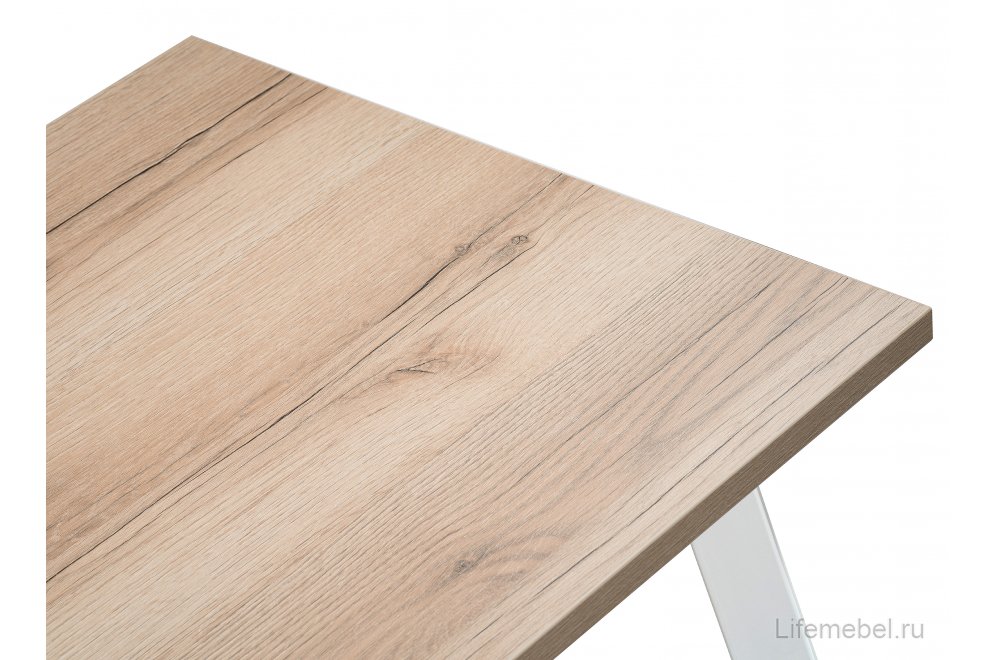 Стол Тринити Лофт 120 25 мм белый матовый / дуб делано светлый