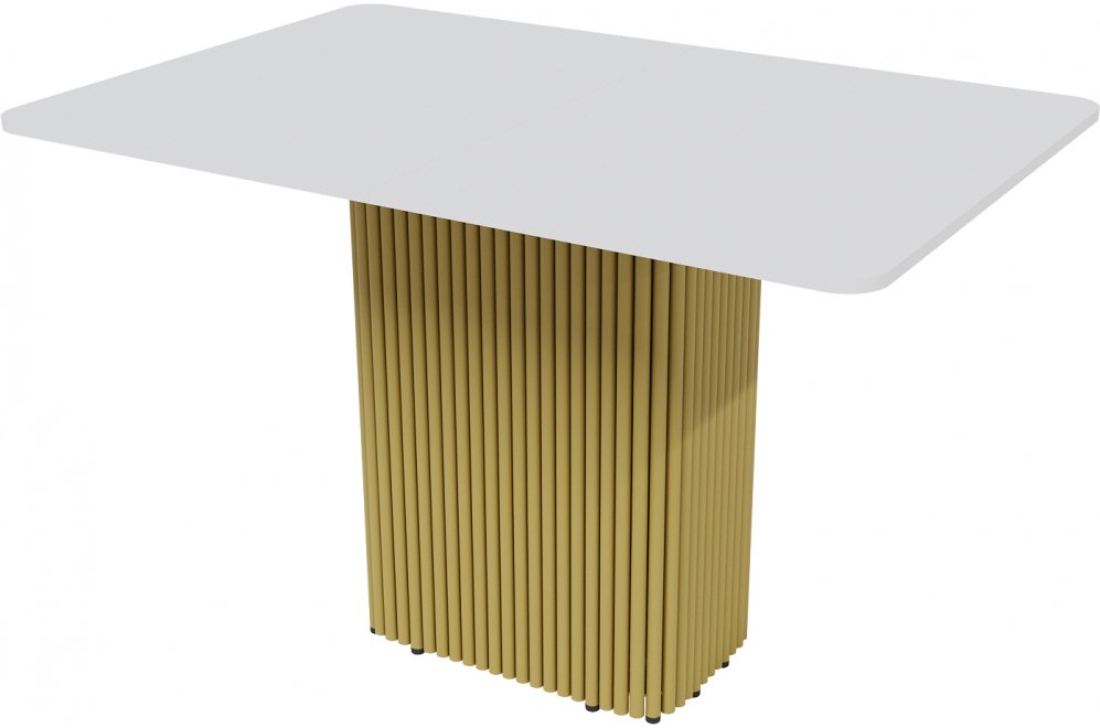 Деревянный стол Trubis 90x75x140 белый / золотой металл