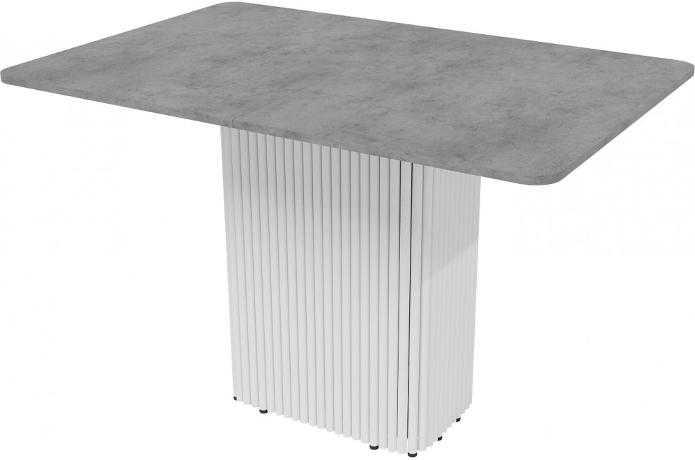Деревянный стол Trubis 90x75x140 бетон / белый металл