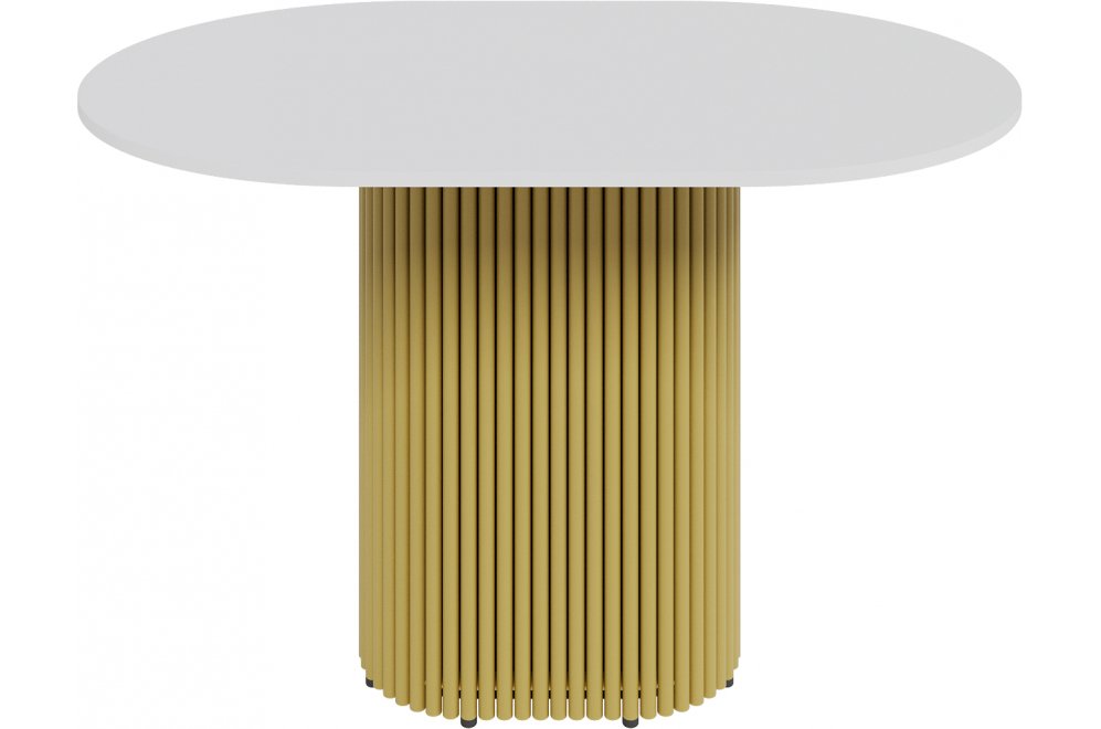 Деревянный стол Trubis Wood 80x75x120 белый / золотой металл