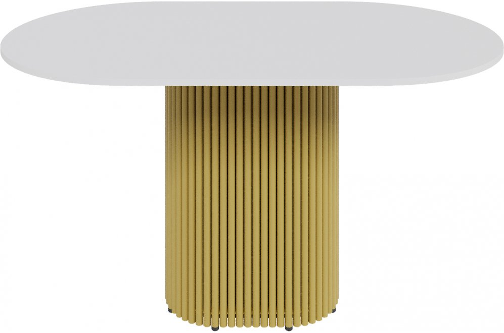 Деревянный стол Trubis Wood 80x75x140 белый / золотой металл