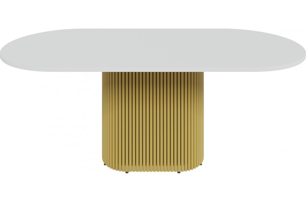 Деревянный стол Trubis Wood 90x75x200 белый / золотой металл