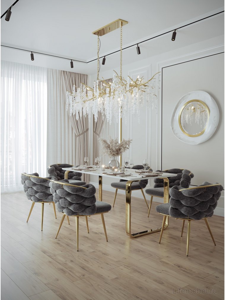 Керамический стол Селена 4 160х90х77 белый мрамор / золото