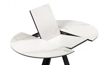 Керамический стол Нельсон 100(140)х100х76 alpine white / черный