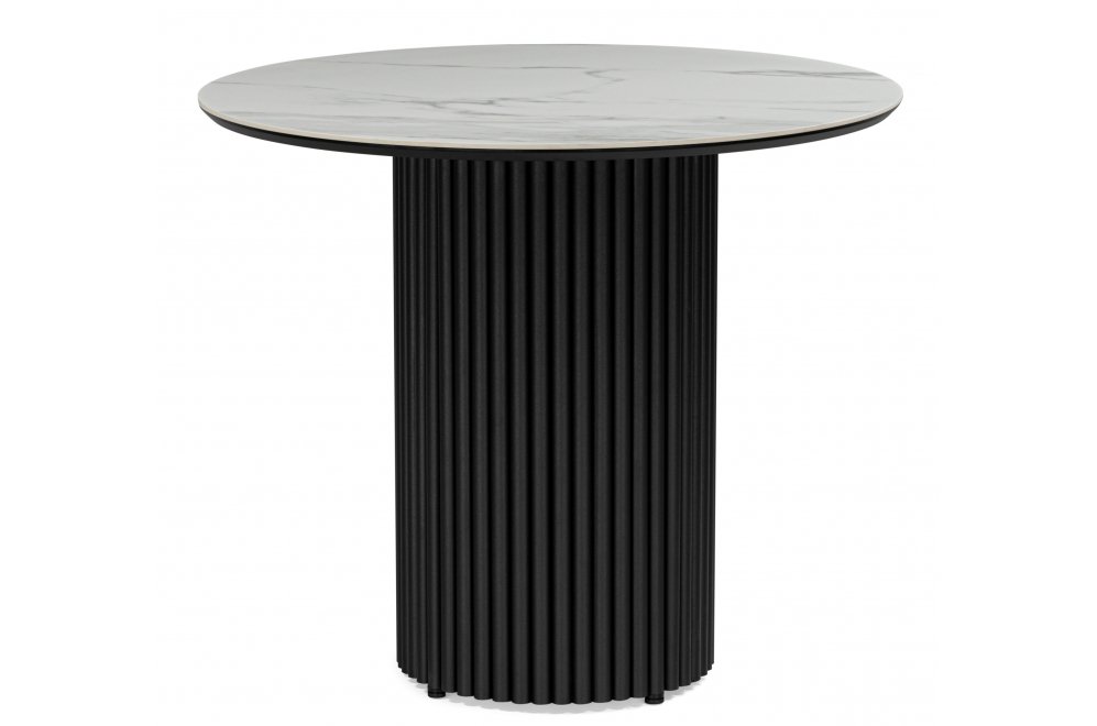 Керамический стол Барел 89 белый мрамор snow white / черный