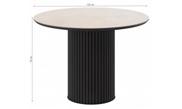 Керамический стол DikLine AKR120 керамика Krater Perla бежевый матовый / подстолье черное / опоры черны