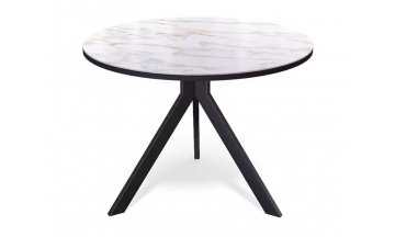 Керамический стол Фуши белое стекло глянец / черный