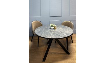 Керамический стол Фуши серое стекло глянец / черный