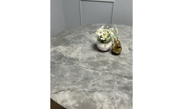 Керамический стол Фуши серое стекло глянец / черный