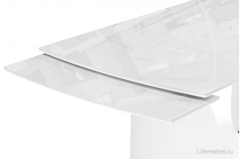 Керамический стол Готланд 180(240)x90 statuario titan gloss / белый