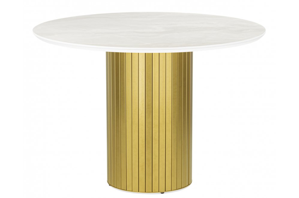 Керамический стол Гравент 110 onyx bianco soft satin / золотой