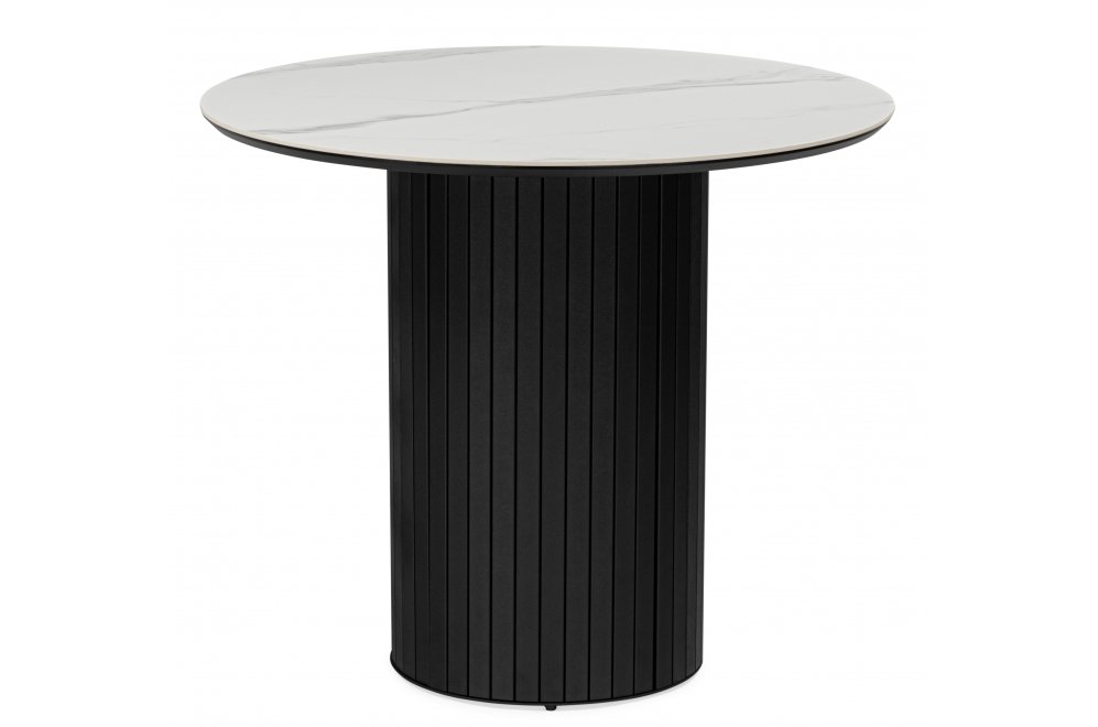 Керамический стол Гравент 90 белый мрамор snow white / черный