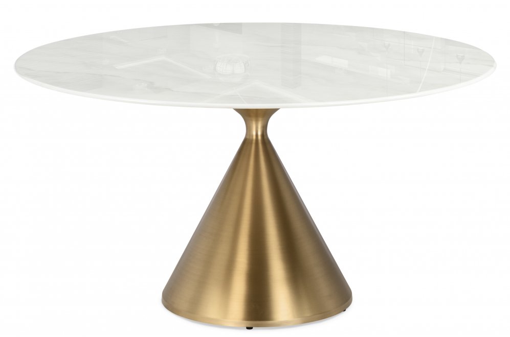 Cтол Jaklin 130x73 белый мрамор / сатинированное золото