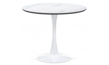 Керамический стол Тулип 90х74 белый мрамор / белый
