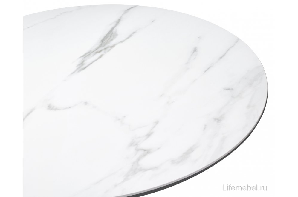 Керамический стол Тулип 90х74 белый мрамор / черная пленка / белый