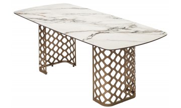 Керамический стол Chiavari 220 итальянская керамика rонтрастный мрамор матовый KL-188 / шампань