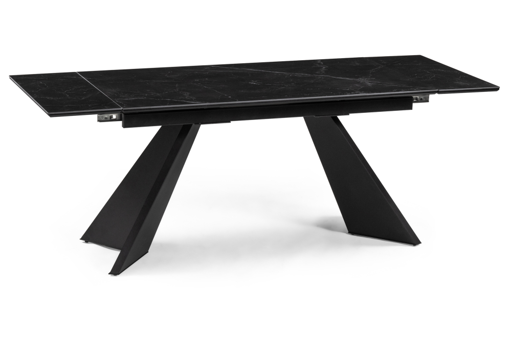 Керамический стол Ливи 140(200)х80х78 черный мрамор / черный