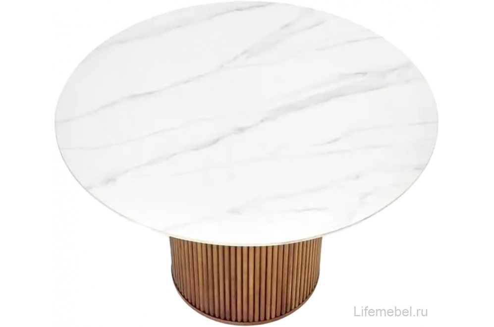 Керамический стол Bruno белый мрамор / ореховый