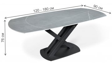 Керамический стол SHT-T75 серый светлый / черный