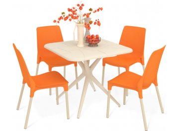 Обеденный стол SHT-DS204 бежевый / оранжевый / ваниль