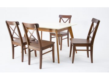 Складной стол Сканди Ингольф 120 натуральное дерево / натуральное дерево орех / слоновая кость / орех