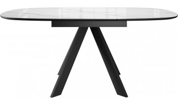Керамический стол BK100 раскладной carrara gloss белый / черный