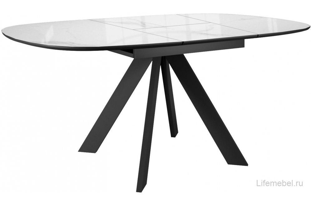 Керамический стол BK100 раскладной carrara gloss белый / черный