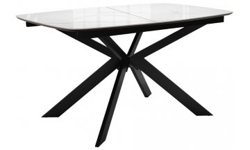 Керамический стол BK140 раскладной carrara gloss белый / черный