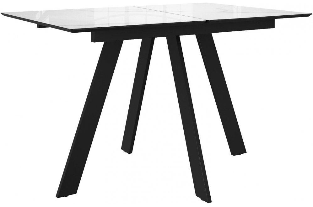 Керамический стол DKD140 раскладной carrara gloss белый / черный