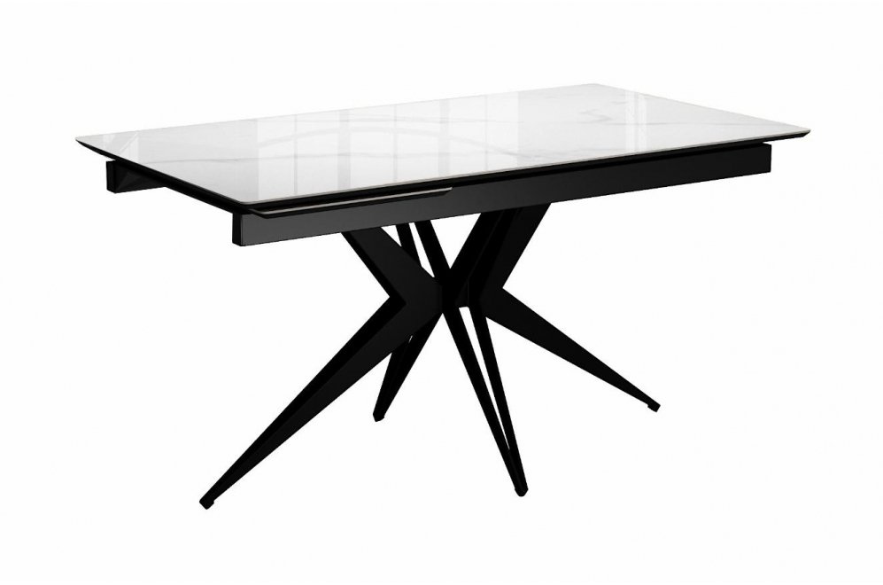 Керамический стол DKS140 раскладной carrara gloss белый / черный