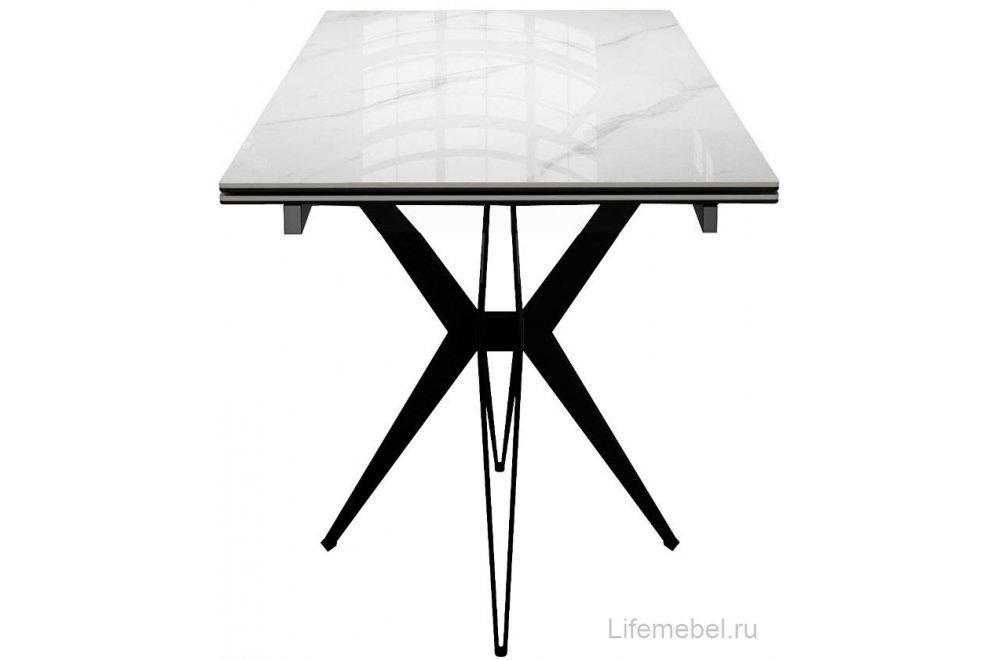Керамический стол DKS140 раскладной carrara gloss белый / черный
