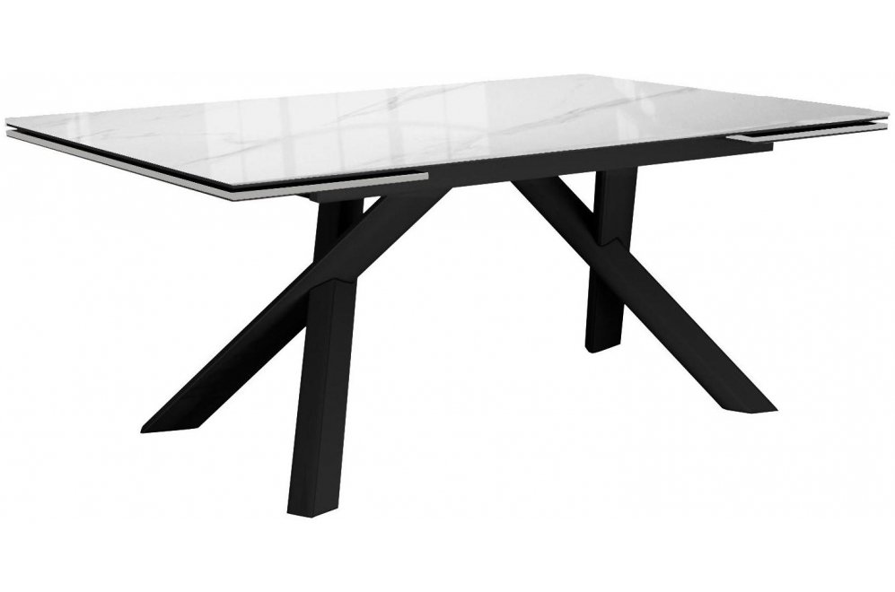 Керамический стол DKX140 раскладной carrara gloss / черный