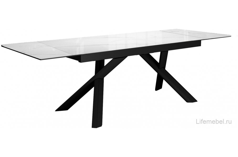 Керамический стол DKX140 раскладной carrara gloss / черный
