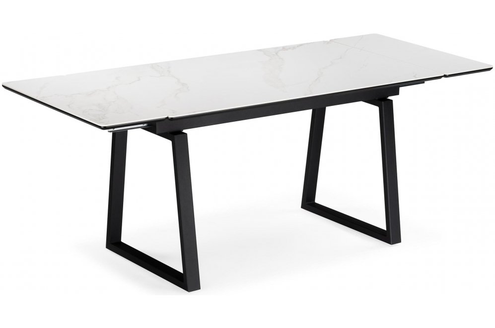 Керамический стол Джек 140(200)х80 белый мрамор alpin white / черный
