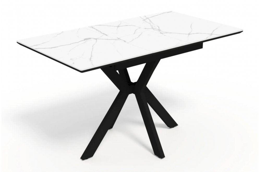 Керамический стол Гардинг 100(130)x70 белый мрамор / черный