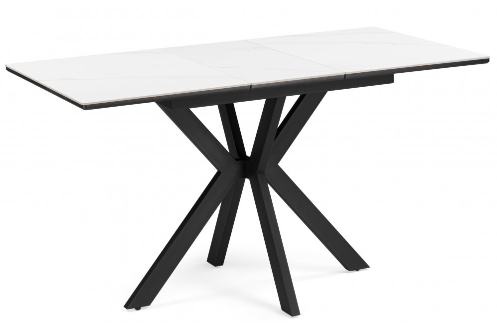 Керамический стол Гардинг 100(130)x70 белый мрамор / черный