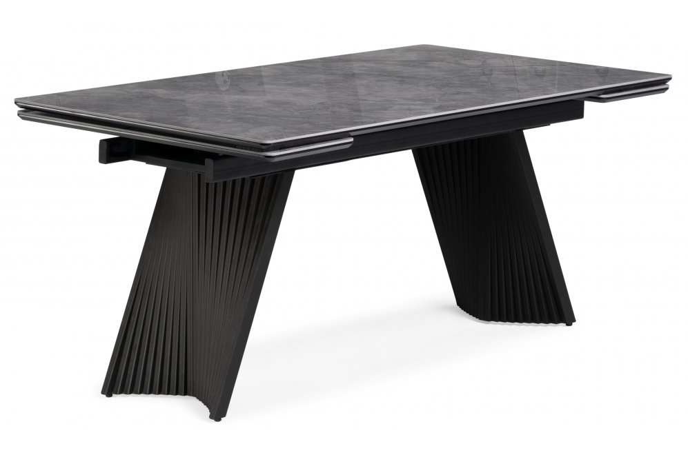 Керамический стол Вейв 160(220)х89х75 серый мрамор baolai / черный