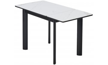 Керамический стол Тет-а-тет 120 белый мрамор керамика / черный каркас