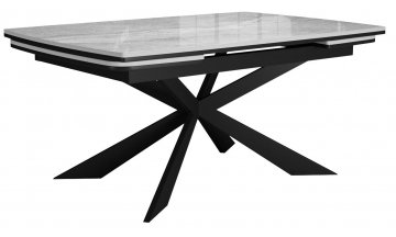 Керамический стол DikLine KM160 мрамор керамика черная / опоры черные