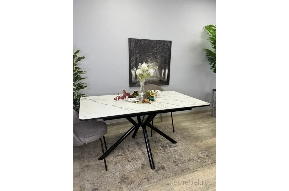 Стол DM1550 черный / керамика золотая