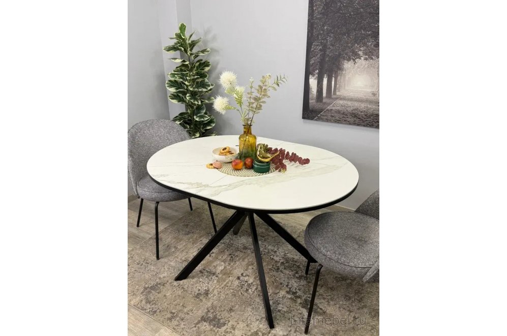 Стол DO1200 черный / керамика белая