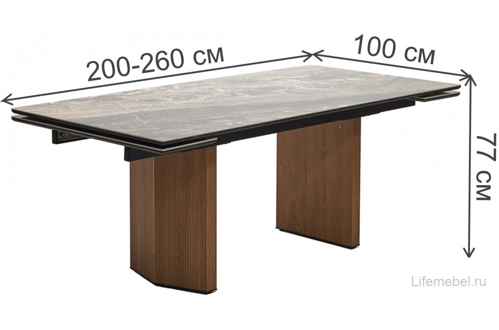 Керамический стол Моцарт 200 amadeus polished / дуб монтана